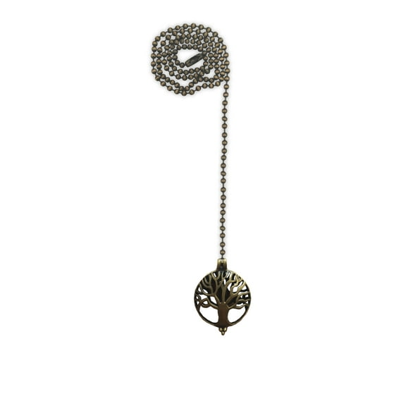 Royal Designs 24 Inch Adjustable Ceiling Fan Pull Chain Extension with Refracted Filigree Ornament - Antique Brass