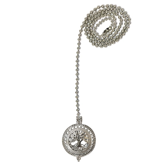 Royal Designs 24 Inch Adjustable Ceiling Fan Pull Chain Extension with Tree of Life Ornament, Chrome