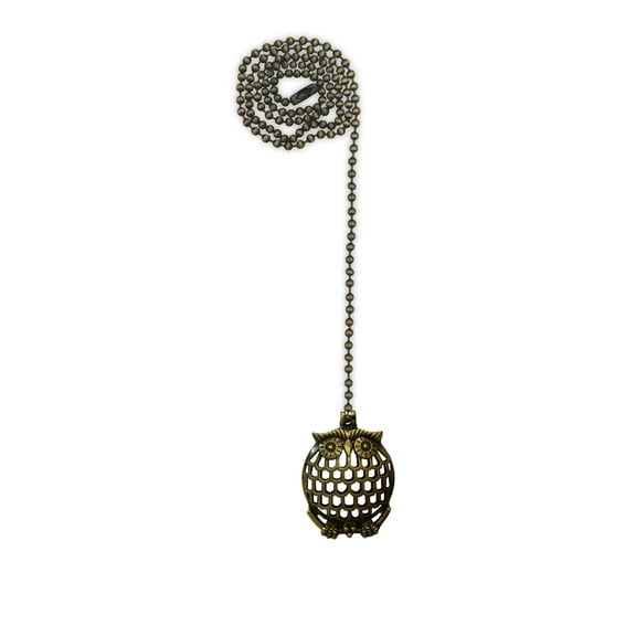 Royal Designs 24 inch Adjustable Ceiling Fan Pull Chain Extension with Wise Owl Ornament, Antique Brass
