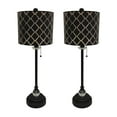 thumbnail image 1 of Royal Designs 28" Crystal and Oil Rub Bronze Buffet Lamp with Black Moroccan Tile Design Hardback Lamp Shade, Set of 2, 1 of 5