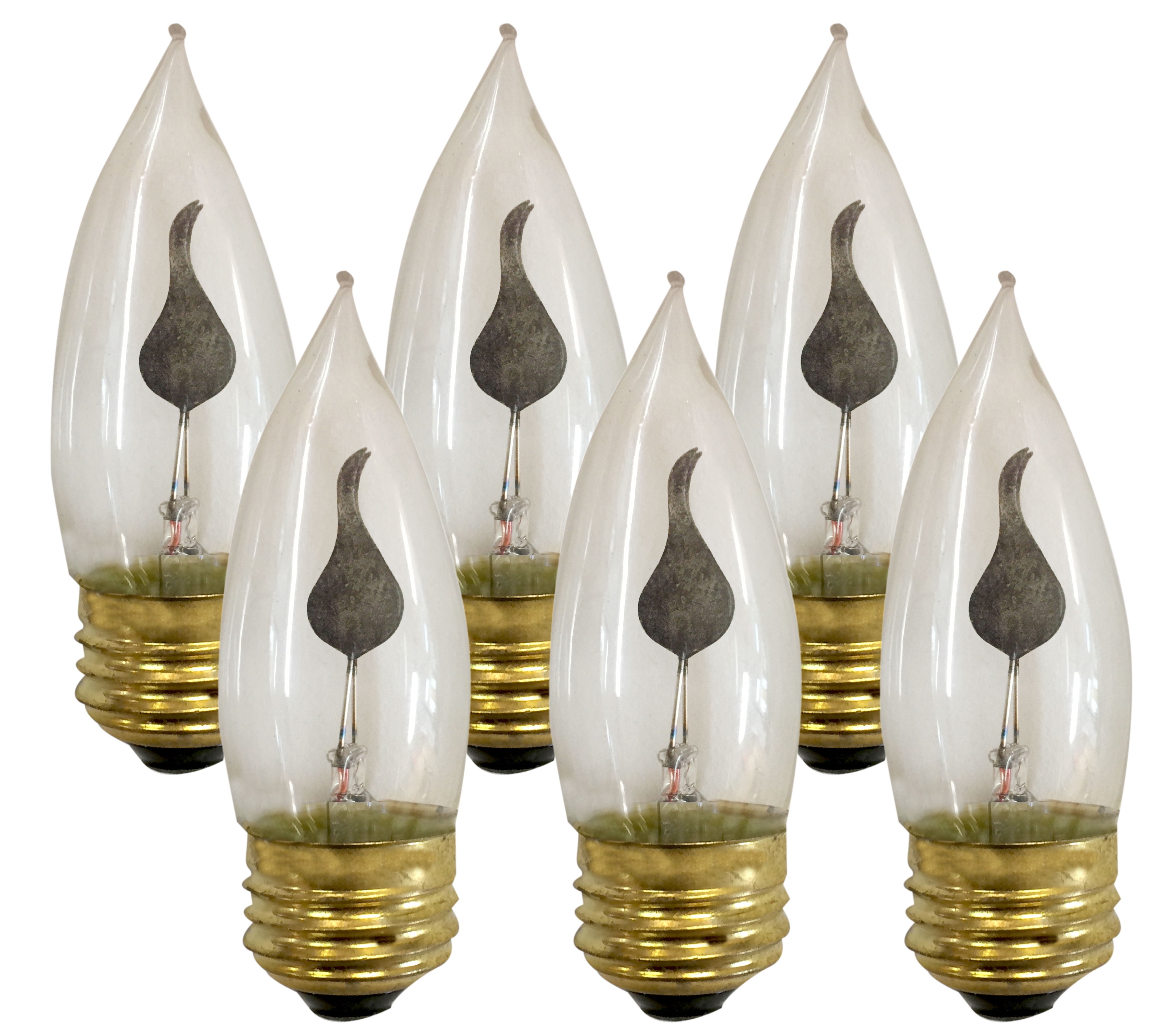 Royal Designs 6 Pack Flicker Edison Style Incandescent Light Bulbs 3-Watt E26