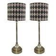 thumbnail image 1 of Royal Designs  Antique Brass Lamp with Black Diamond on Grey Lamp Shade 2 Lights - Metal, 1 of 8