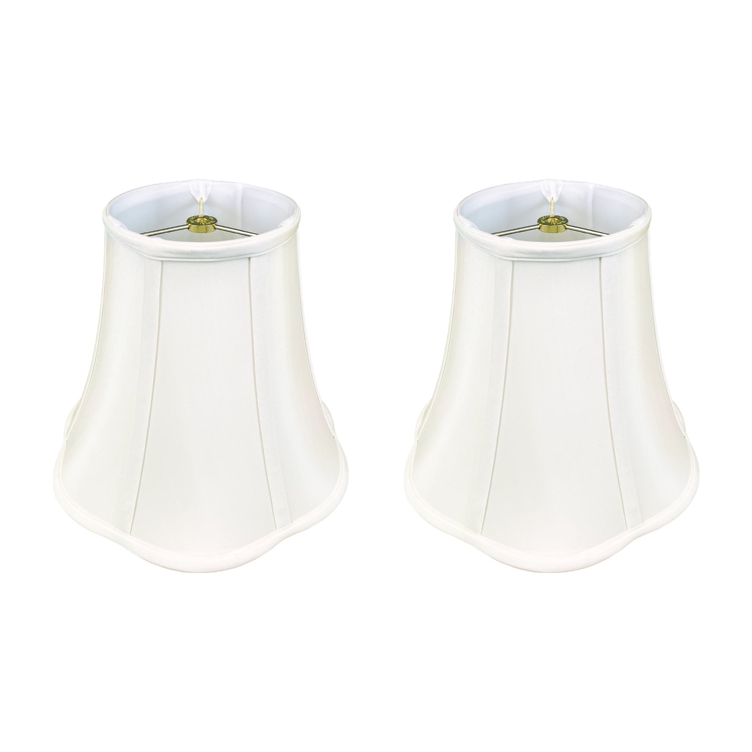 Royal Designs White Scalloped Bell Lamp Shade – Hand Tailored Silk-Type Fabric, 5x10x8.25 Inches