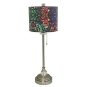 Royal Designs Brushed Nickel Lamp with Mosaic Stained Glass Design Lamp Shade 1 Light