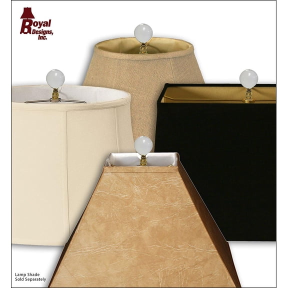 Royal Designs CCF-2016M-PB-2 Medium Clear Ball K9 Crystal Finial For Lamp Shade With Polished Brass Base, Set of 2