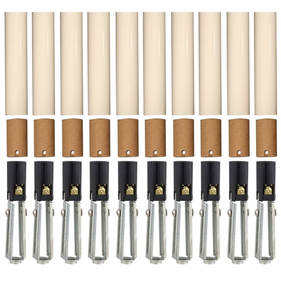 Royal Designs Chandelier Socket Kit - Includes Socket Plastic Cover Paper Insulation - Cream - Set of 10