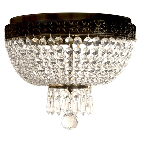 Royal Designs Clear K9 Quality Elegant Oil Rubbed Bronze Round Crystal Ceiling Flush Mount-2 Lights