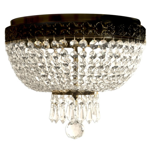 Royal Designs Clear K9 Quality Elegant Oil Rubbed Bronze Round Crystal Ceiling Flush Mount-2 Lights