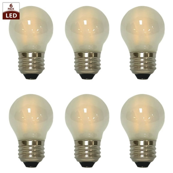 Royal Designs Decorative Frosted Indoor or Outdoor G45 Edison E26 Medium Base Dimmable LED Light Bulbs, 6 Pack
