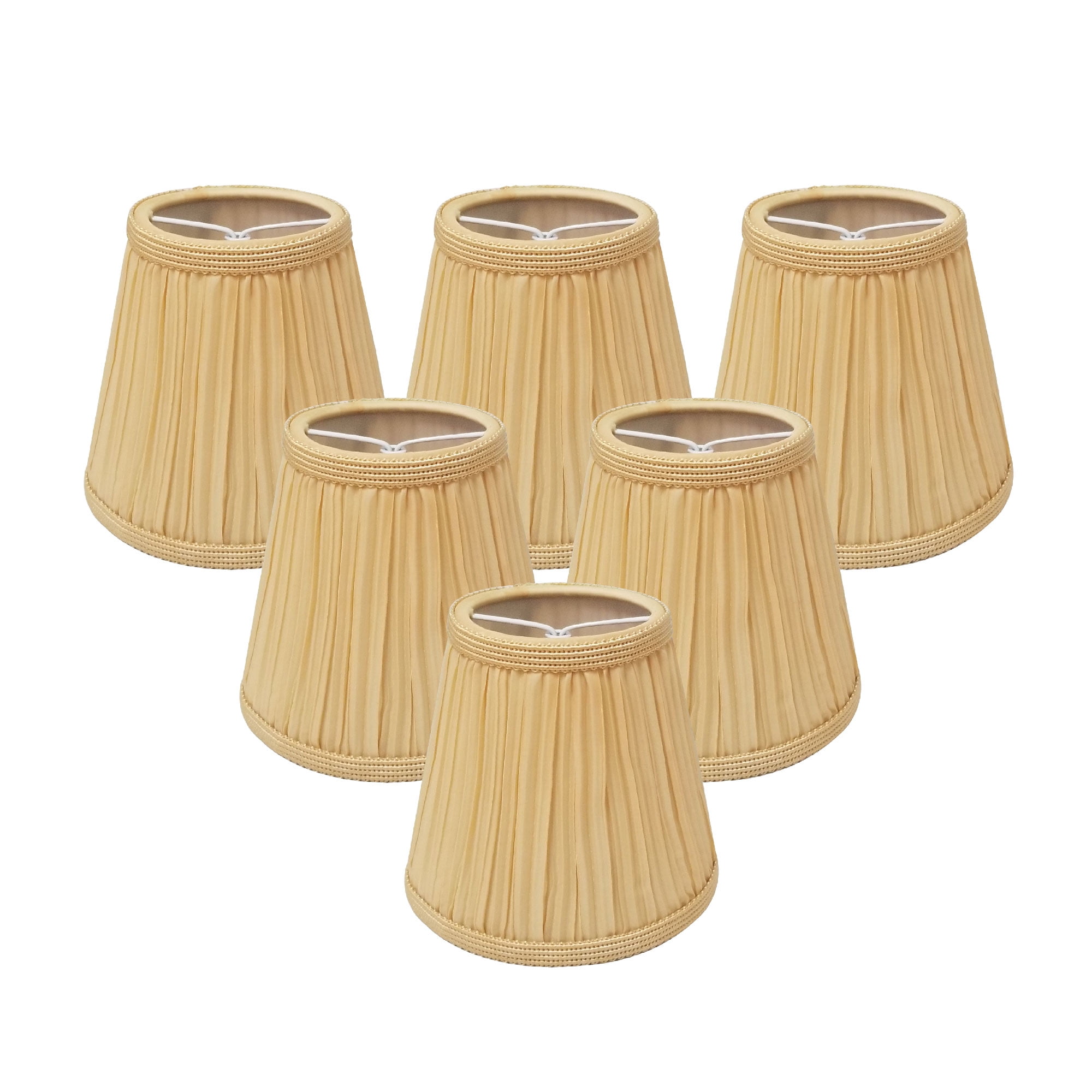 Royal Designs Designer Mushroom Pleat Empire Clip On Chandelier Lamp Shade, Antique Gold, 3" x 5" x 4.5", Set of 6
