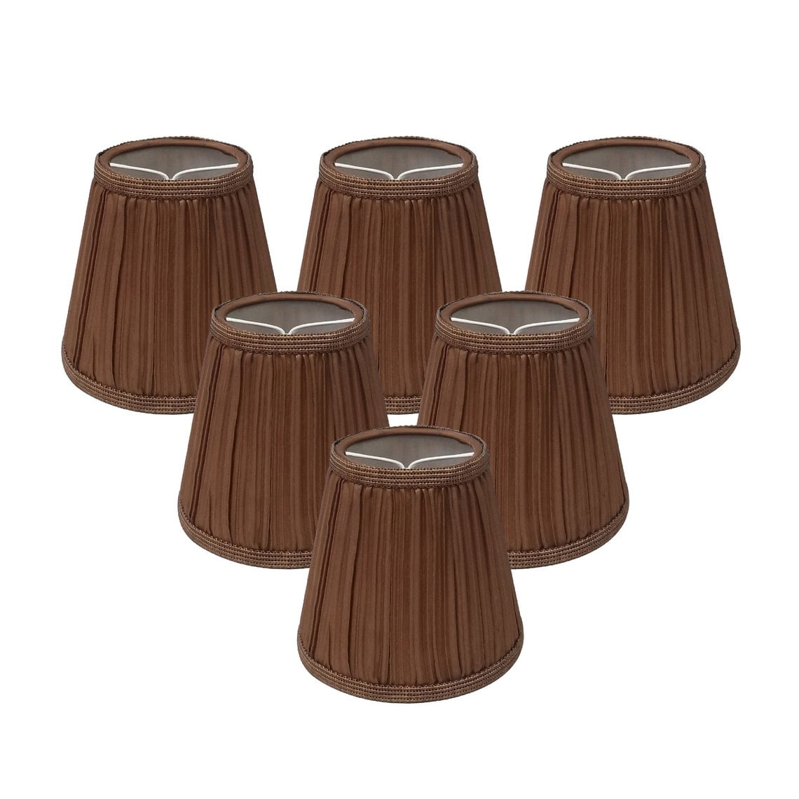 Royal Designs Designer Mushroom Pleat Empire Clip On Chandelier Lamp Shade, Chocolate Brown, 3" x 5" x 4.5", Set of 6