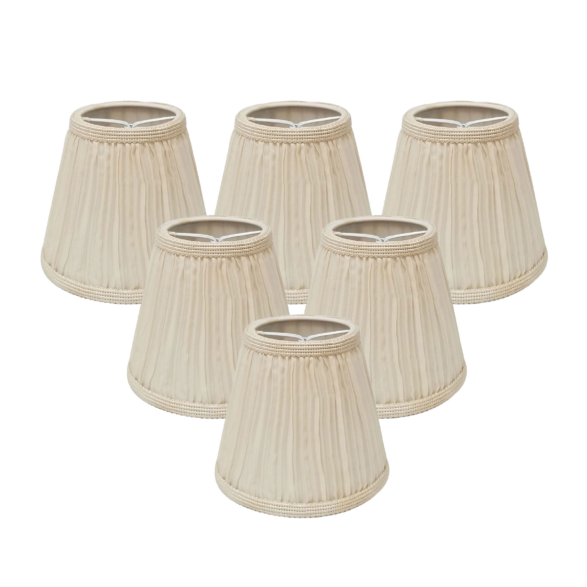 Royal Designs Designer Mushroom Pleat Empire Clip On Chandelier Lamp Shade, Eggshell, 3" x 5" x 4.5", Set of 6