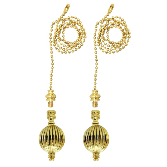 Royal Designs Fan Pull Chain with Balloon Shaped Finial Polished Brass Set of 2