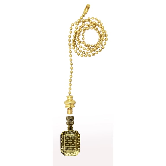 Royal Designs Fan Pull Chain with Chinese Joy Symbol Finial ? Polished Brass