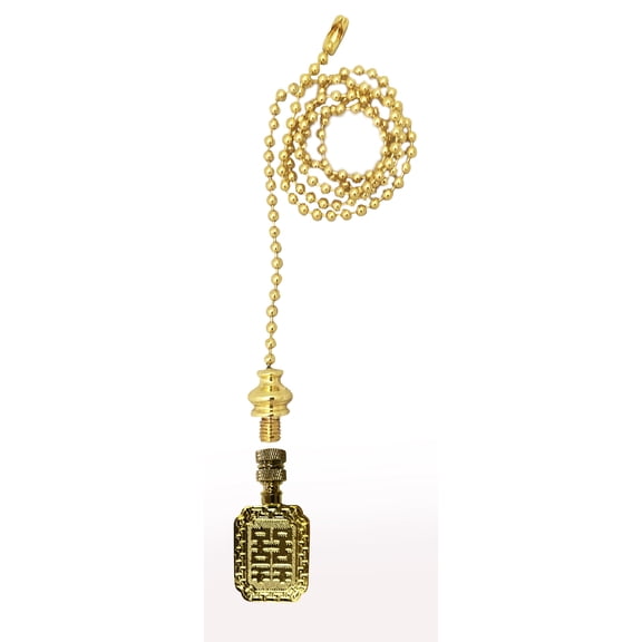 Royal Designs Fan Pull Chain with Chinese Joy Symbol Finial ? Polished Brass