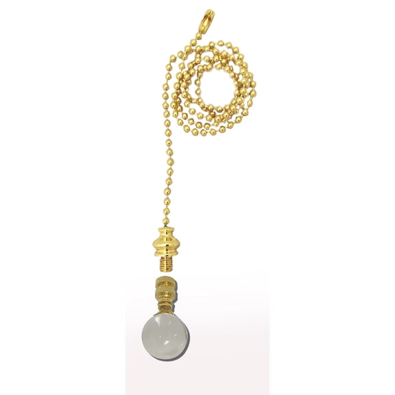 Royal Designs Fan Pull Chain with Large Clear Crystal Finial – Polished Brass