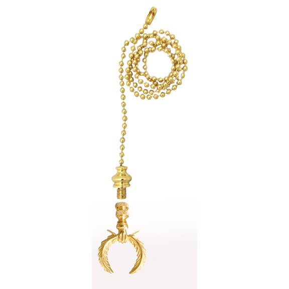 Royal Designs Fan Pull Chain with Laurel Wreath Finial  Polished Brass