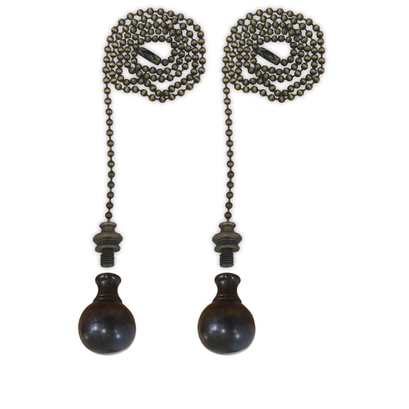 Royal Designs Fan Pull Chain with Medium Ball Finial – Antique Brass – Set of 2