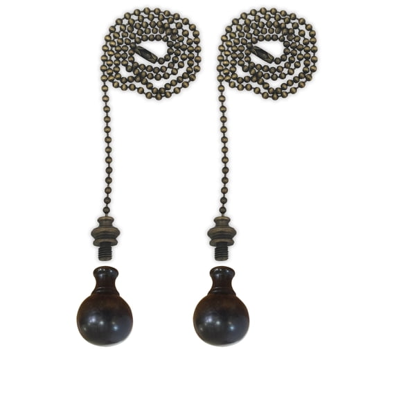 Royal Designs Fan Pull Chain with Medium Ball Finial Antique Brass Set of 2