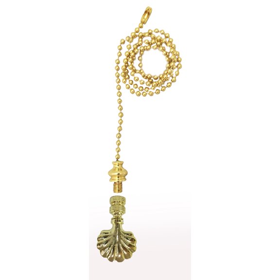 Royal Designs Fan Pull Chain with Seashell Finial – Polished Brass