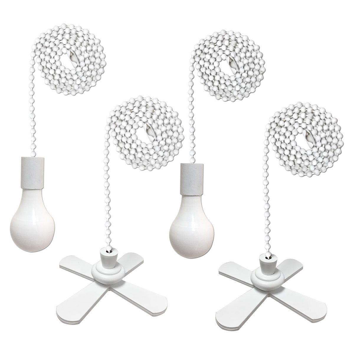 Royal Designs Fan and Light Bulb Shaped Pull Chain Set – White, Two ...