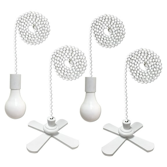 Royal Designs Fan and Light Bulb Shaped Pull Chain Set  White, Two Pair