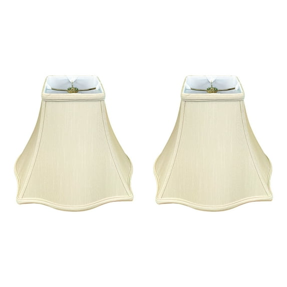 Royal Designs Fancy Square Bell Basic Lamp Shade, Beige, 5" x 12" x 9.75", Set of 2