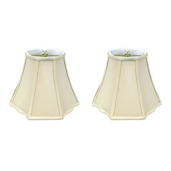 Royal Designs Flare Bottom Outside Corner Scalloped Basic Lamp Shade, Beige, 9" x 16" x 12", Set of 2