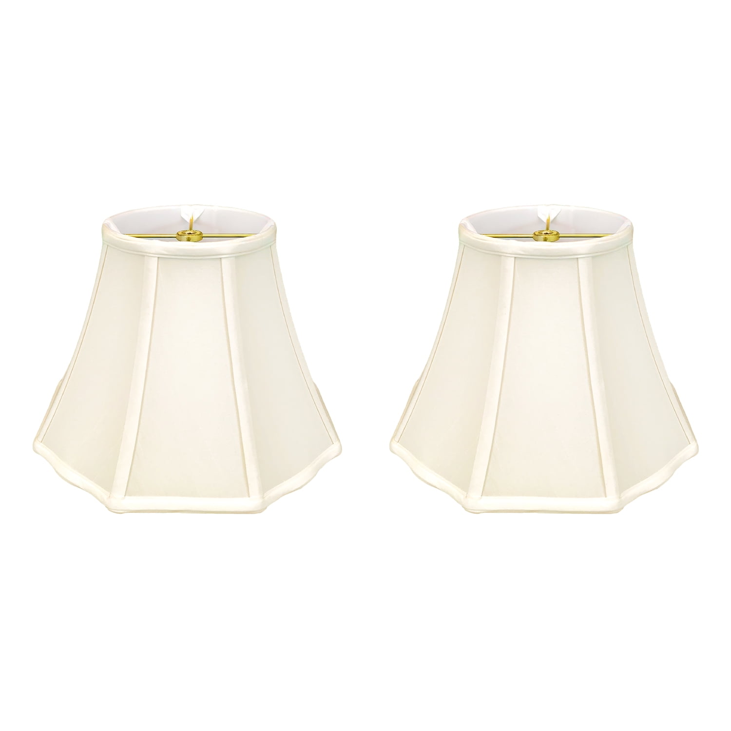 Royal Designs Flare Bottom Outside Corner Scalloped Basic Lamp Shade, Eggshell, 10" x 18" x 13", Set of 2