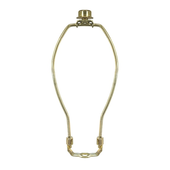 Royal Designs, Inc. 8 inch Polished Brass Lamp Shade Harp Holder with Lamp Finial, DIY Repair/Replacement, Heavy Duty, for Table/Floor Lamps