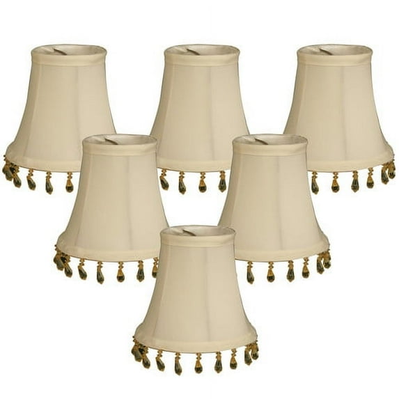 Royal Designs, Inc. Beaded Bell Clip On Chandelier Shade CS-311B-5EG-6, Eggshell, 3 x 5 x 4, Pack of 6