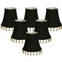 Royal Designs, Inc. Beaded Bell Clip On Chandelier Shade CS-315B-BLK/WH-6, Black, 3 x 5 x 4, Pack of 6