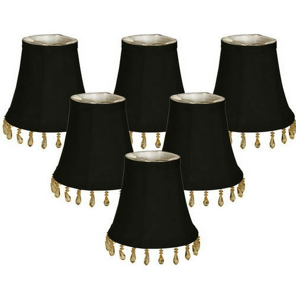 Royal Designs, Inc. Beaded Bell Clip On Chandelier Shade CS-315B-BLK/WH-6, Black, 3 x 5 x 4, Pack of 6