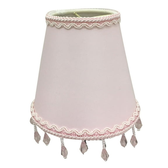 Royal Designs, Inc. Beaded Empire Chandelier Lamp Shade with Decorative Trim Flame Clip Fitter, CSO-1044-5PNK, 3 x 5 x 4.5, Pink, 1 Pack