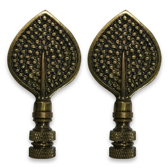 Royal Designs, Inc. Birch Leaf Lamp Finial for Lamp Shade, F-5023AB-2, Antique Brass, Pack of 2