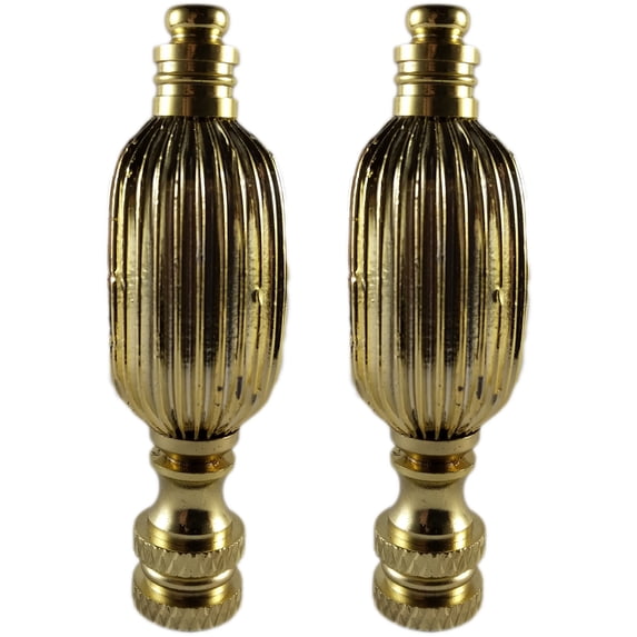 Royal Designs, Inc. Button Lamp Finial for Lamp Shade, F-5007PB-2, Polished Brass, Pack of 2