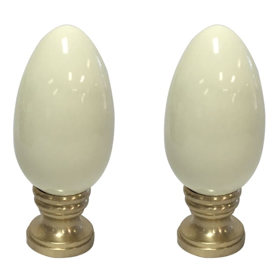 Royal Designs, Inc. Ceramic Egg Shaped Lamp Finial for Lamp Shade, F-5050BG-2, Polished Brass, Pack of 2
