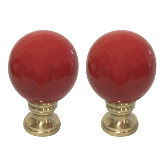 Royal Designs, Inc. Ceramic Sphere Lamp Finial for Lamp Shade, F-5057RD-2, Red, Pack of 2