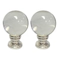 thumbnail image 1 of Royal Designs, Inc. Clear Crystal Ball Lamp Finial for Lamp Shade, Polished Silver Base - Set of 2, 1 of 5