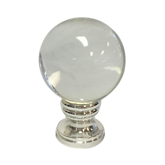 Royal Designs, Inc. Clear Crystal Ball Lamp Finial for Lamp Shade, Polished Silver Base