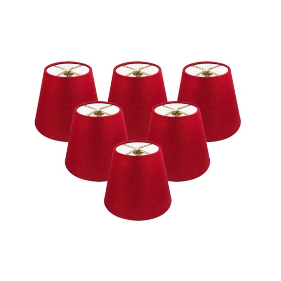 Royal Designs, Inc. Clip On Chandelier Shade CS-1103-6RED-6, Red Fabric, 4 x 6 x 5.5, Pack of 6