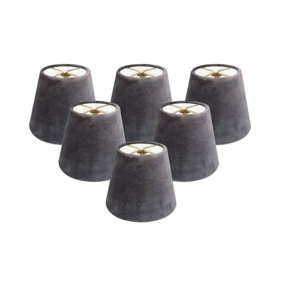 Royal Designs, Inc. Clip On Chandelier Shade Velvet Fabric,CS-1105-5GR-6, Gray, 3 x 5 x 4.5, Pack of 6