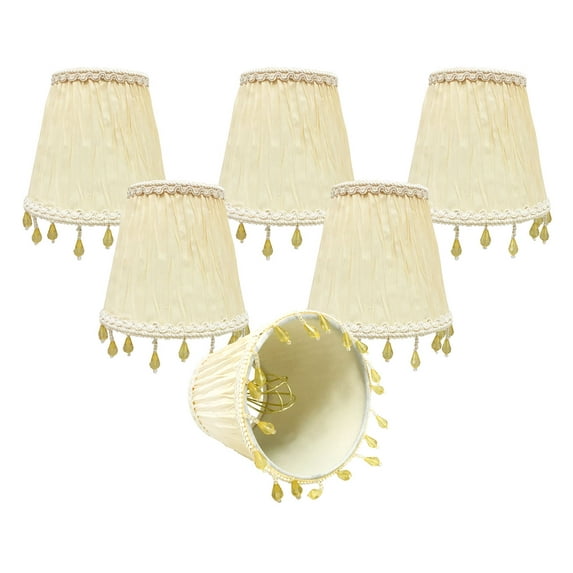 Royal Designs, Inc. Clip on Ruche Pleated Empire Chandelier Lamp Shade Flame Clip Fitter, CSO-1034-5EG-6, 3 x 5 x 4.5, Eggshell, 6 Pack