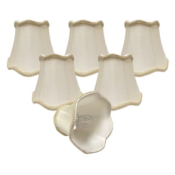 Royal Designs, Inc. Clip on Scalloped Bell Chandelier Lamp Shade Flame Clip Fitter, CSO-1028-5EG-6, 3 x 5 x 4.5, Eggshell, 6 Pack