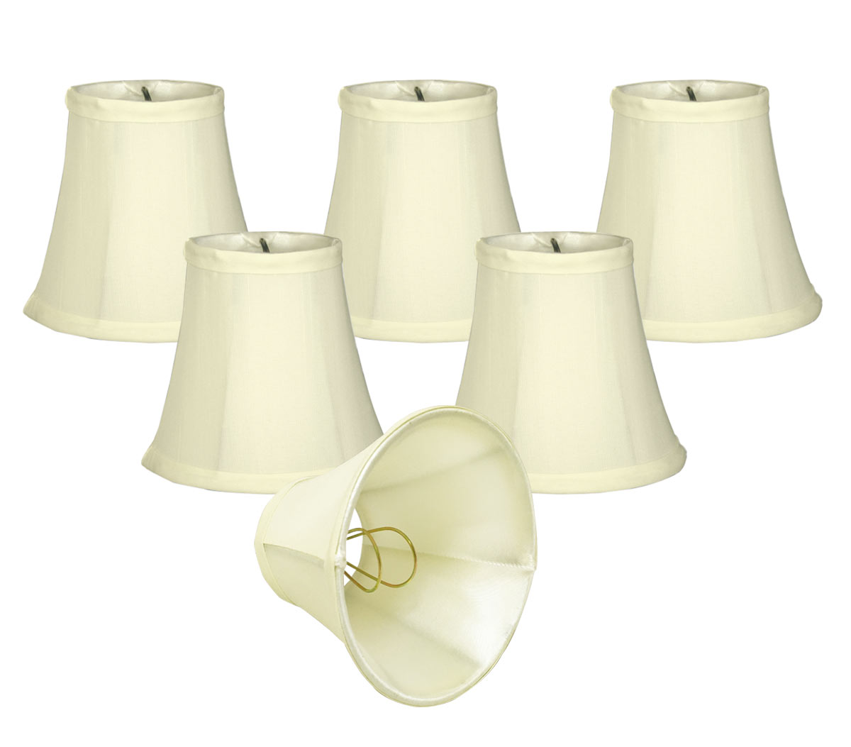 Royal Designs, Inc. Clip on Soft Bell Chandelier Lamp Shade Flame Clip Fitter, CSO-1022-5EG-6, 3 x 5 x 4.5, Eggshell, 6 Pack