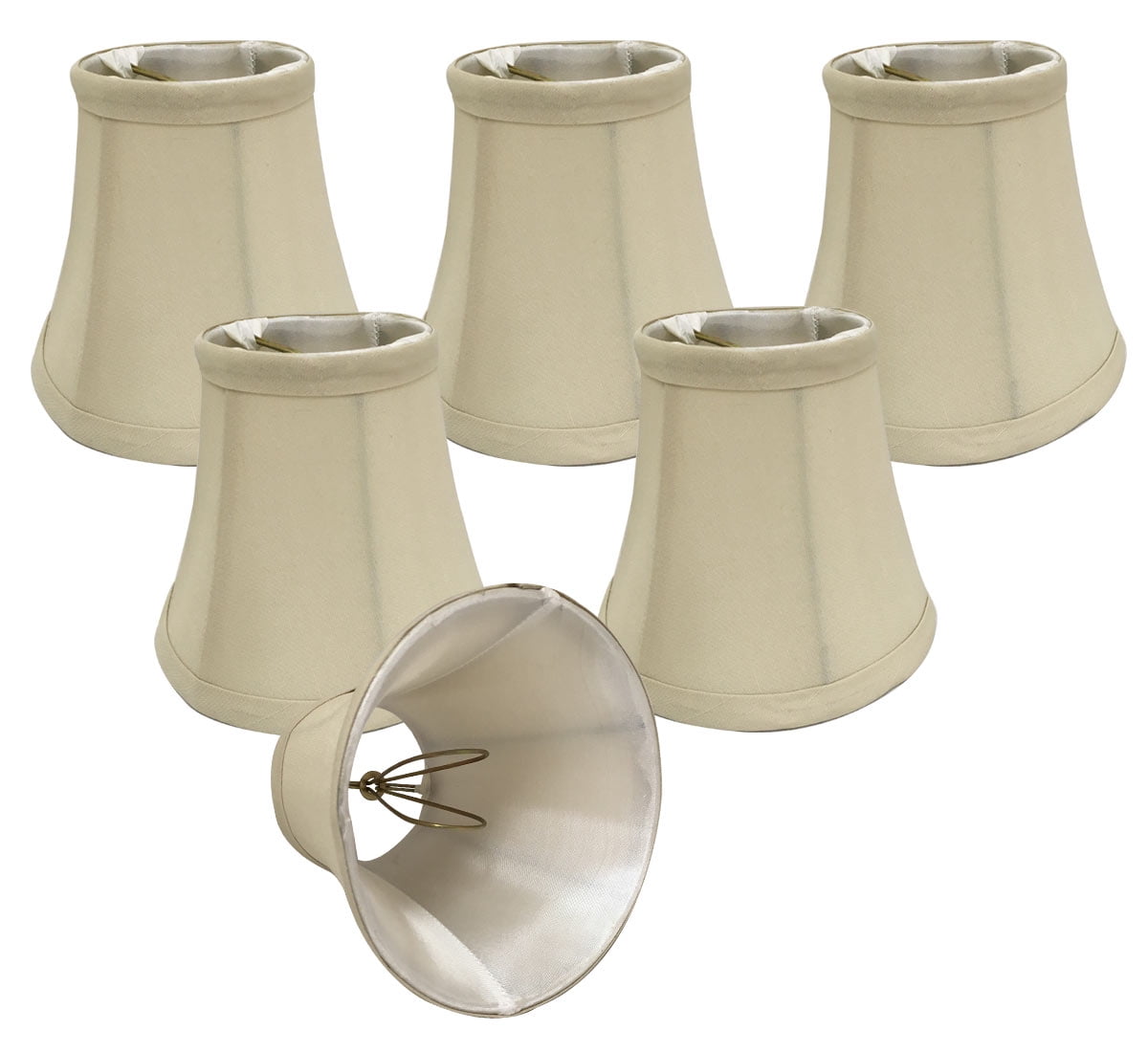 Royal Designs, Inc. Clip on Soft Bell Chandelier Lamp Shade Flame Clip Fitter, CSO-1023-5BG-6, 3 x 5 x 4.5, Beige, 6 Pack