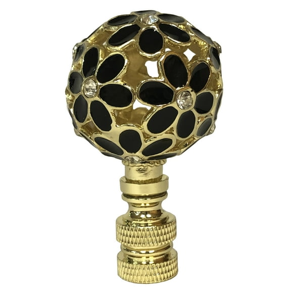 Royal Designs, Inc. Decorative Flower Ball Lamp Finial, F-5099-BLK-1, Black, Single
