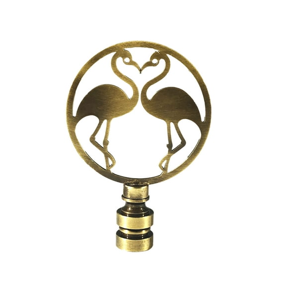 Royal Designs, Inc. Decorative Kissing Flamingos Lamp Finial, F-5078AB-1, Antique Brass, Single