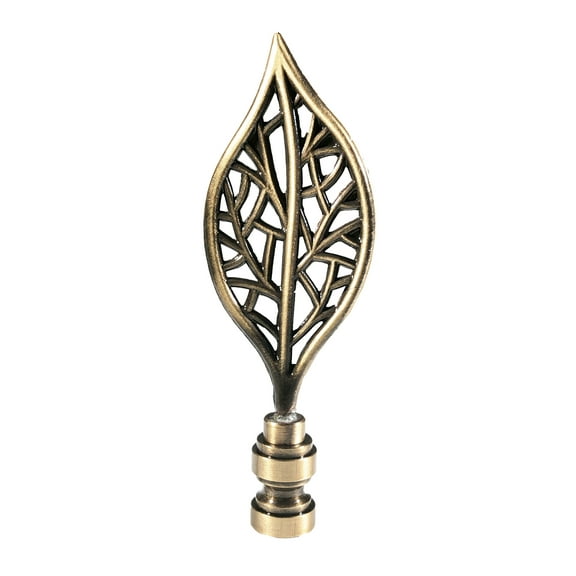 Royal Designs, Inc. Decorative Leaf Lamp Finial, F-5082AB-1, Antique Brass, Single