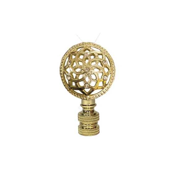 Royal Designs, Inc. Decorative Studded Abstract Star Lamp Finial, F-5091-PB-1, Polished Brass, Single